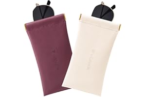 V-LAFUYLIFE 2 Pcs Sunglass Case - Portable Squeeze Top Leather Glasses Case anti-scratch Eyeglass Case
