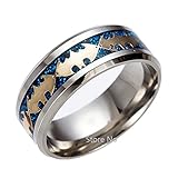 Feixingjewelry 8mm Blue Carbon Fiber Batman Ring Symbol Men Titanium Stainless Steel Silver Ring Band