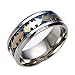 Feixingjewelry 8mm Blue Carbon Fiber Batman Ring Symbol Men Titanium Stainless Steel Silver Ring Band