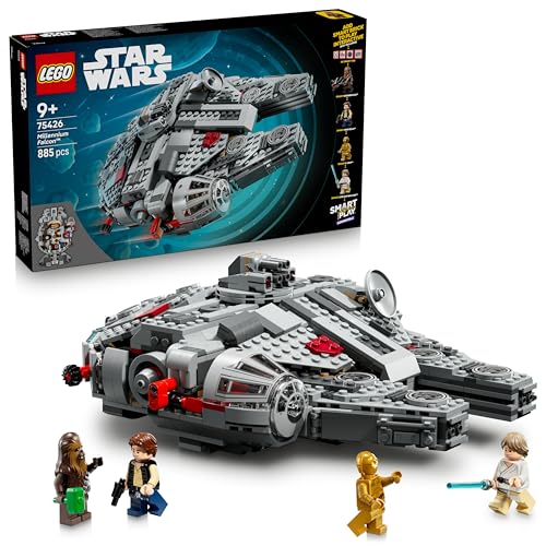 LEGO Star Wars 75426 SMART Play: Millennium Falcon Model - Compatible Interactive Toy Set incl. 4 SMART Tags and 4 Minifigures - Gift Idea for 9+ Year