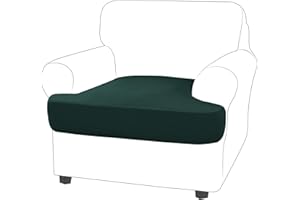 molasofa T-Cushion Sofa Seat Slipcovers Set, Couch Furniture Protector for Sectional, Armchair, Loveseat - Pets - Stretch Spandex Fabric (1 Cushion Armchair,Dark Green)