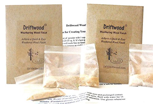 DRIFTWOOD WEATHERING WOOD FINISH 2-Pak gray wood stain - Create a Driftwood Weathered Wood Finish on unfinished wood in minutes; mix with water and apply on furniture, floors, feature walls, frames