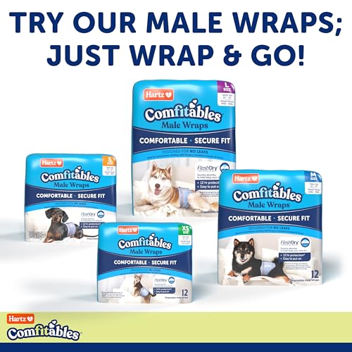 HARTZ DISPOSABLE DOG DIAPERS, SIZE M 32 COUNT, COMFORTABLE & SECURE FIT, EASY TO PUT ON