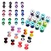 PiercingJ 36pcs Candy Colors Spots Acrylic Ear Stretching Plugs Kit and Double-flared Thin Silicone Saddle Tunnels Set