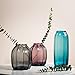 CASAMOTION Vases Hand Blown Solid Color Home Decor Centerpieces Gift Art Ribbed Glass Vase, Smoke, 8''