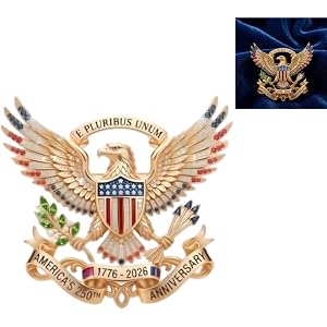 US 250th Anniversary Enamel Brooch Pin | 3D Textured Metal, 1776-2026 Patriotic Floral Star Badge, Commemorative Collectibles