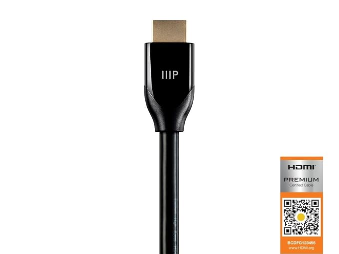 Certified Premium High Speed HDMI Cable, 4K  60Hz, HDR, 18Gbps, 28AWG, YUV 444, 10ft