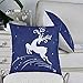 CaliTime Pack of 2 Soft Canvas Throw Pillow Covers Cases for Couch Sofa Home Decoration Christmas Holiday Reindeer Jump with Stars Print 18 X 18 Inches Navy Blue