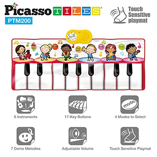 image for PicassoTiles PTM200 Portable Large Piano Keyboard Educational Music Ma