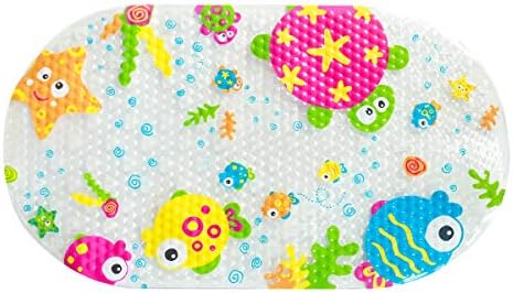 Sookg 27 x 15 Inch Baby Bath Mat PVC Non-Slip Kid Bathtub Mat Suction Cup Cartoon Printed Bath Mat (OceanWorld)