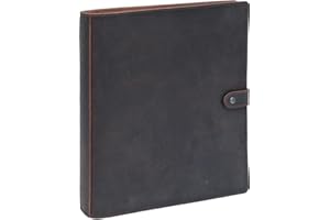 Fan&Ran Leather 3 Ring Binder, 1" Round Rings for 8.5"x11" Paper and Sheet Protectors, Interior Pockets & Snap Closure, Letter Size, Vintage Brown