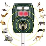 Wikomo Ultrasonic Pest Repeller, Solar Powered Waterproof Outdoor Animal Repeller with Ultrasonic Sound,Motion Sensor and Flashing Light for Cats, Dogs, Squirrels, Moles, Rats New Version