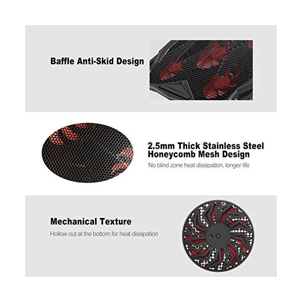 Pccooler-Laptop-Cooling-Pad-Laptop-Cooler-with-5-Quiet-BlueLED-Fans-for-12-173-Inch-Laptop-Dual-USB-20-Ports-Portable-6-Angle-Adjustable-Laptop-Stand-for-Gaming-Laptop Pccooler Laptop Cooling Pad, Laptop Cooler with 5 Quiet Red LED Fans for 12-17.3 Inch Laptop, Dual USB 2.0 Ports…