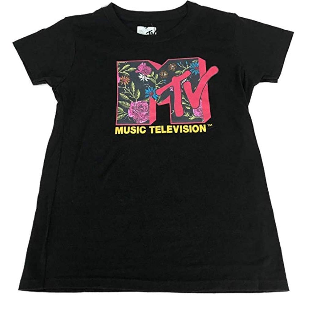 Mtv Music Television Floral Logo Vintage 80s Shirt Black Stellanovelty