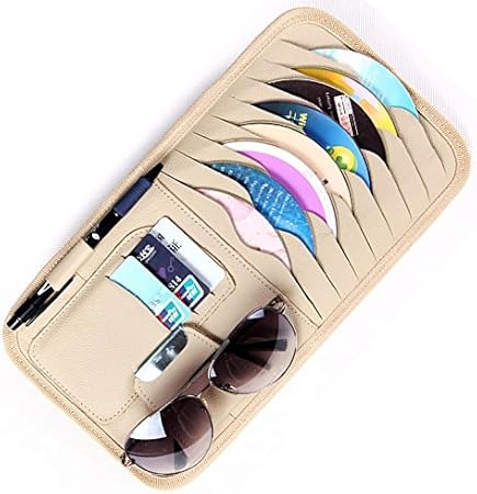 Amazon Co Jp 車用 サンバイザーケース 高級本革cdディスク収納 収納ホルダー 8枚cd 駐車券 小銭 領収証 ペン カード収納 小物入れ ベージュ Hitcar製 文房具 オフィス用品