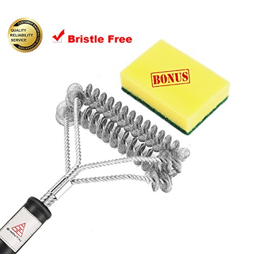 Barbecue Grill Brush Stainless Steel BBQ Brush by EXINTAI, Bristle Free and 2 Helix Brush in 1