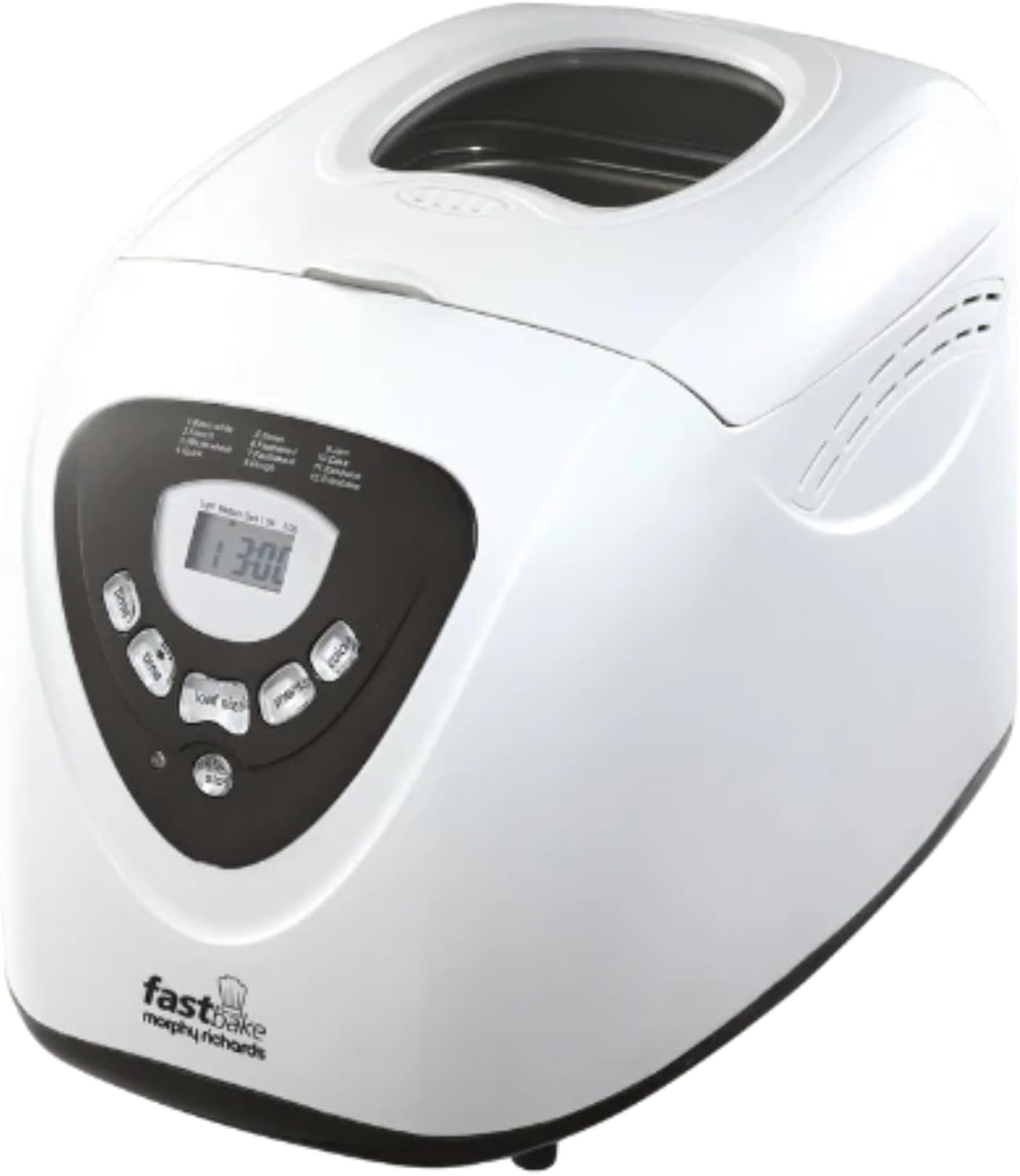 Morphy Richards Fastbake Breadmaker, 12 Programmes, 1.5lb, 2lb Loaf Sizes, 13 Hour Delay Timer, Keep Warm, White, 48281