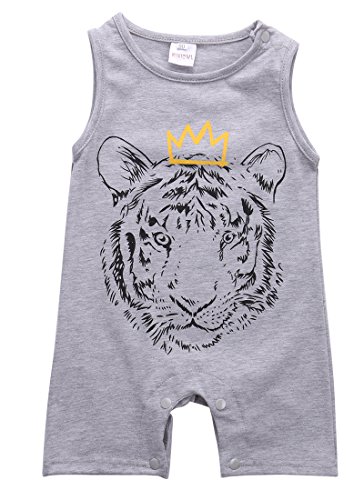 Tiger Newborn Baby Boys Clothes Cotton Bodysuit Romper Jumpsuit Outfits Size 12-18 Months Grey