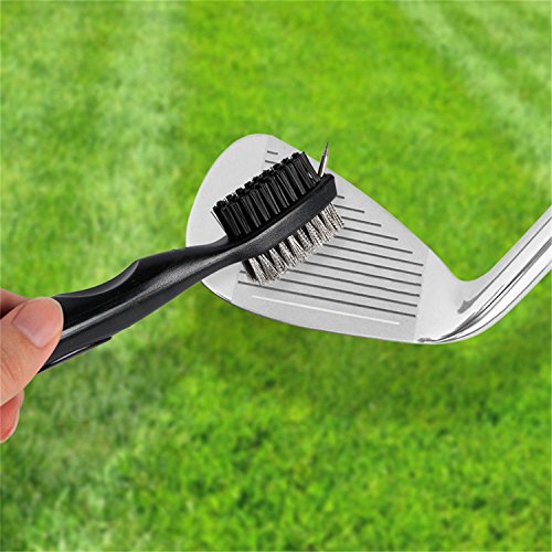 Hsxfl Golf Club Brush with Groove Cleaning Spike, 2 Ft Retractable Cord and Clip.Lightweight and Stylish, Ergonomic Design, Easily Attaches to Golf Bag (Black) - Thumbnail 5