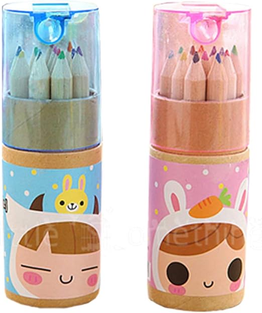 12 pieza Mini lápices Set Madera de lapiceros, 12 Color Para Niños: Amazon.es: Hogar