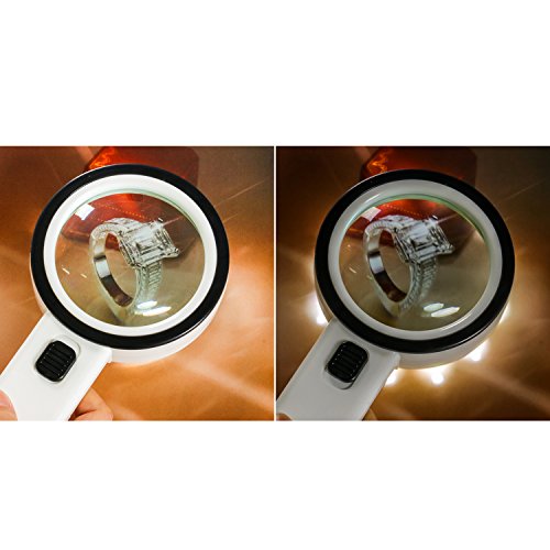 Magnifier Magnifying Glass with Light, 10X Handheld Lighted Led Magnifier with 12 LEDs Double Glass Lens for Seniors Reading, Coins, Stamps, Map,Jewelry, Inspection, Macular Degeneration - Thumbnail 5