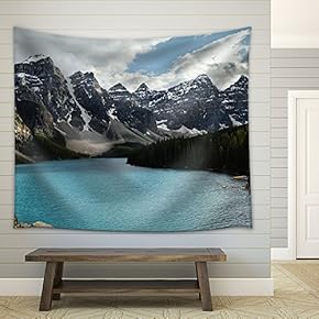 Nature Mountain Sceney with Beautiful Lake - Fabric Wall Tapestry Home Decor - 51x60 inches