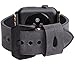 EACHE Geniune Leather Watch Band 42mm 44mm Grey Crazy Horse Calfskin Leather Strap for Iwatch Series 1,2,3,4 Black Adapter