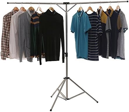 Minidiva Clothes Airer Rail Garment Racks, Folding Clothes Drying Rack Telescoping High Capacity Stainless Steel Laundry Drying Rack Adjustable Tripod with Shoulder Carry Storage Bag