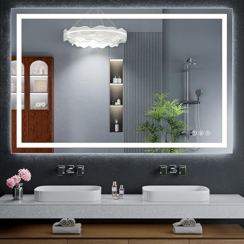 LED Bathroom Mirror Anti-Fog Dimmable 55x36