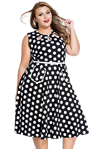 Chase Secret Womens Retro 1960s Polka Summer Casual Cocktail Dress 3XL Black&White