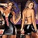 YKSH Sexy Casual Leather Lingerie Backless Bodycon Mini Nightclub Dress Black,Small