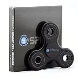 Spinfid Fidget Spinner Toy Stress Reducer for Kids and Adult PREMIUM Hybrid Ceramic Bearing (Non 3D Printed) Ultra Durable Frame,Long Spin Times Dirt Resistant - Matte Black