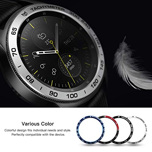 [Aluminum] Galaxy Watch 46mm Bezel Styling, Galaxy Gear S3 Frontier & Classic Bezel Ring Adhesive Cover Anti Scratch Aluminium Protection Tachymeter, Design for The Galaxy Watch Accessories - Silver - Thumbnail 4