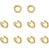 PH PandaHall 10pcs 925 Sterling Silver Locking Jump Rings, 6mm Crimp Jump Rings Golden Round Rings O Ring Connector Rings Chainmail Rings for DIY Bracelets Necklaces Pendants Chain Choker Making