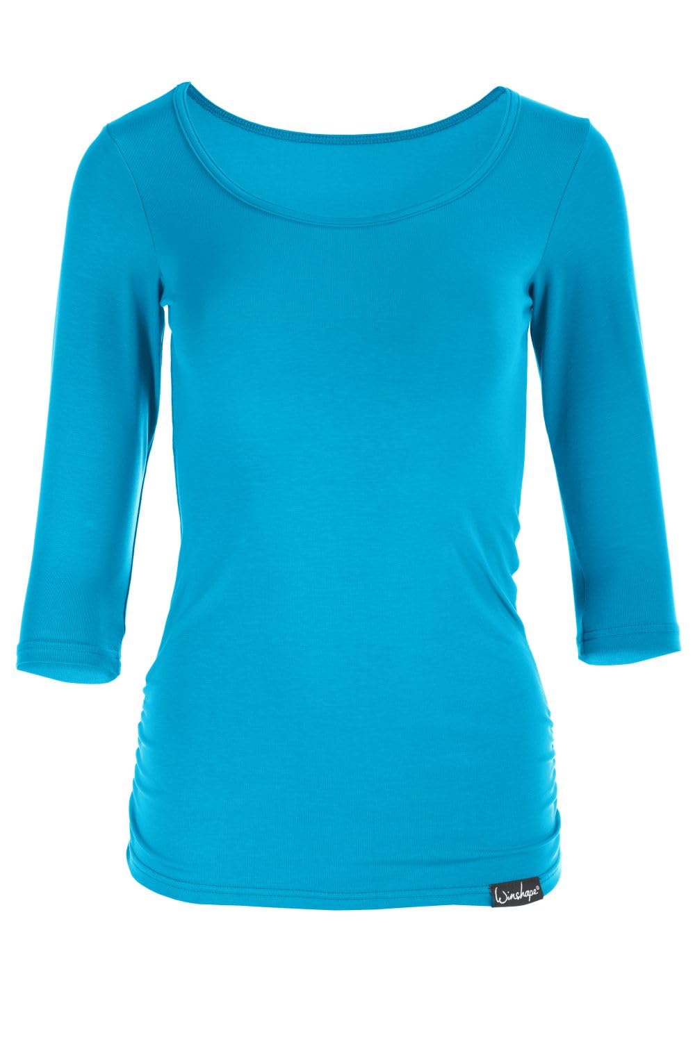 Winshape Women's Fitness Yoga Pilates 3/4-Sleeved Shirt WS4, Womens, Fitness Yoga Pilates Arm Shirt, turquoise, Large