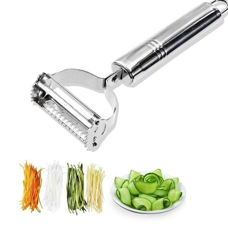 Julienne Peeler, Stainless Steel Vegetable/Potato Peeler,Double-Sided Blade Vegetable Julienne Cutter and Fruit Slicer，Dual Blade Multifunction