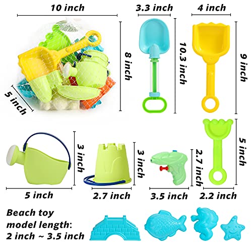3 otters 29PCS Beach Toys, Colorful Sand Toy Set Kids Beach Toys Water Gun, Molds, Shovels, Buckets and Watering Can