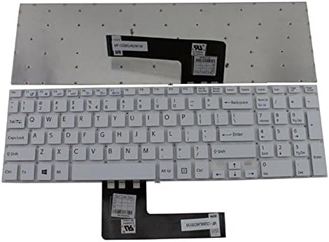 Looleking Laptop Keyboard (Without Frame) for Sony Vaio Fit SVF152C29M SVF-152C29M SVF152C29L SVF15E, US Layout White Color