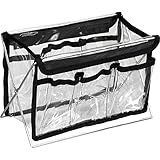 Hiker Makeup Organizer Box Caddy Clear Travel Train Case Professional HK1201 with 6 Pockets and Foldable Chrome Metal Stand