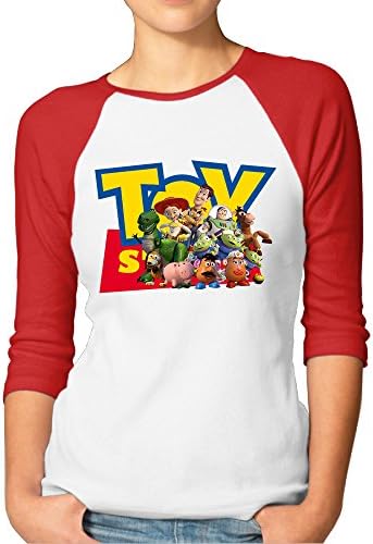 Eronp Women's Toy Story Casual 3/4 Length Sleeve Baseball T Shirts Red
