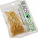 BeadsMonster 18mm Golden Plated Eyepins for Jewelry Making, 15g, around 190~200pcs