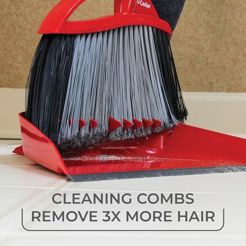 O-Cedar Pet Pro Broom with Step-On Dustpan | Remove 99% with One Sweep | DustPan Removes 3 Times More Pet Hair | Quiet Cleaning Tool for Cat and Dog Owners