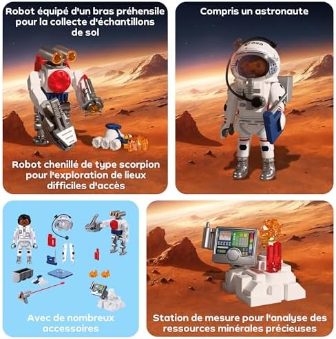 Espace Astronaute de l'ESA avec Robot, avec Engin martien, Station d'analyse et 3 échantillons de Roche, Exploration Spatiale, Coffret de Jeu de Haute qualité, À partir de 4 Ans, 72014