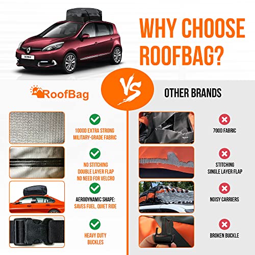 RoofBag Car Rooftop Cargo Carrier 17 Cubic, Waterproof Roof Bag Top Luggage Storage Carriers for
