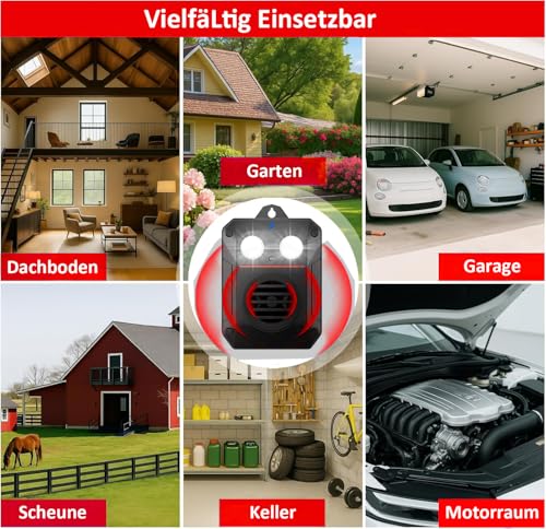 MEKEET Marten Repellent, Marten Repellent Attic, Marten Repellent, Marten Deterrent, Car, Ultrasonic Mouse Repellent with Flash Light, Marten Deterrent, Garden, Marten Rat, Battery Operated for Cars