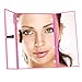 Lighted Travel Makeup Mirror(Open W.9"/H.6"),Luckybird 3-folder MakeUp Mirror with 8 Led Lights, Travel Mirror with lights(battery included)-Pink
