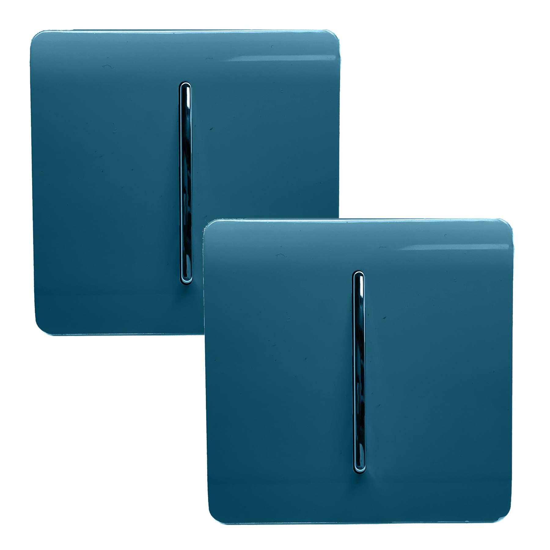 Trendi 1 Gang 2 Way Artistic Modern Glossy 10 Amp Rocker Tactile Light Switch Midnight Blue (2 Pack)