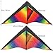 iBaseToy Huge Rainbow Kite for Kids and Adults with String & 3 Different Tails - Easy Flyer Kite for Outdoor Games Activities, 47