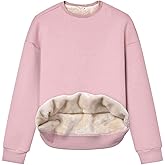 Gihuo Women's Winter Fleece Sherpa Lined Crewneck Pullover Sweatshirt