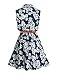 Allegra K Women's Floral Printed Half Placket Above Knee Summer Sleeveless Belted Dress Small Dark Blue-Floral